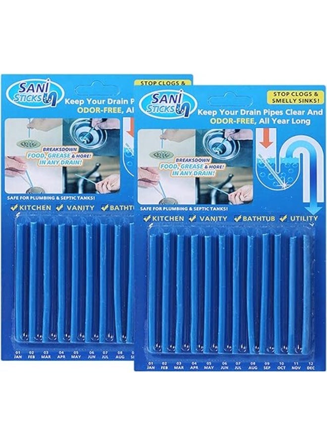 ٢٤ قطعة من أعواد تنظيف المصارف، أعواد تنظيف الأحواض ومزيل الروائح الكريهة، تحافظ على المصارف نظيفة وخالية من الروائح في الحمام والمطبخ والمرحاض وأنابيب تصريف الدش، وتزيل الروائح وتمنع الانسداد. - Image 1